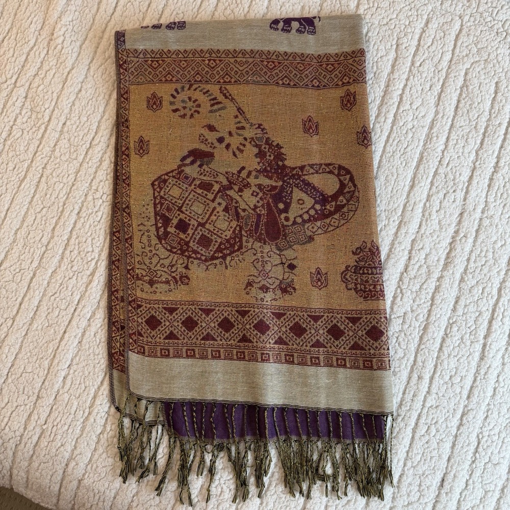Pashmina‎ Women's Shawl Scarf 100% Cashmere Shawl Multicolor Elephant Fringe